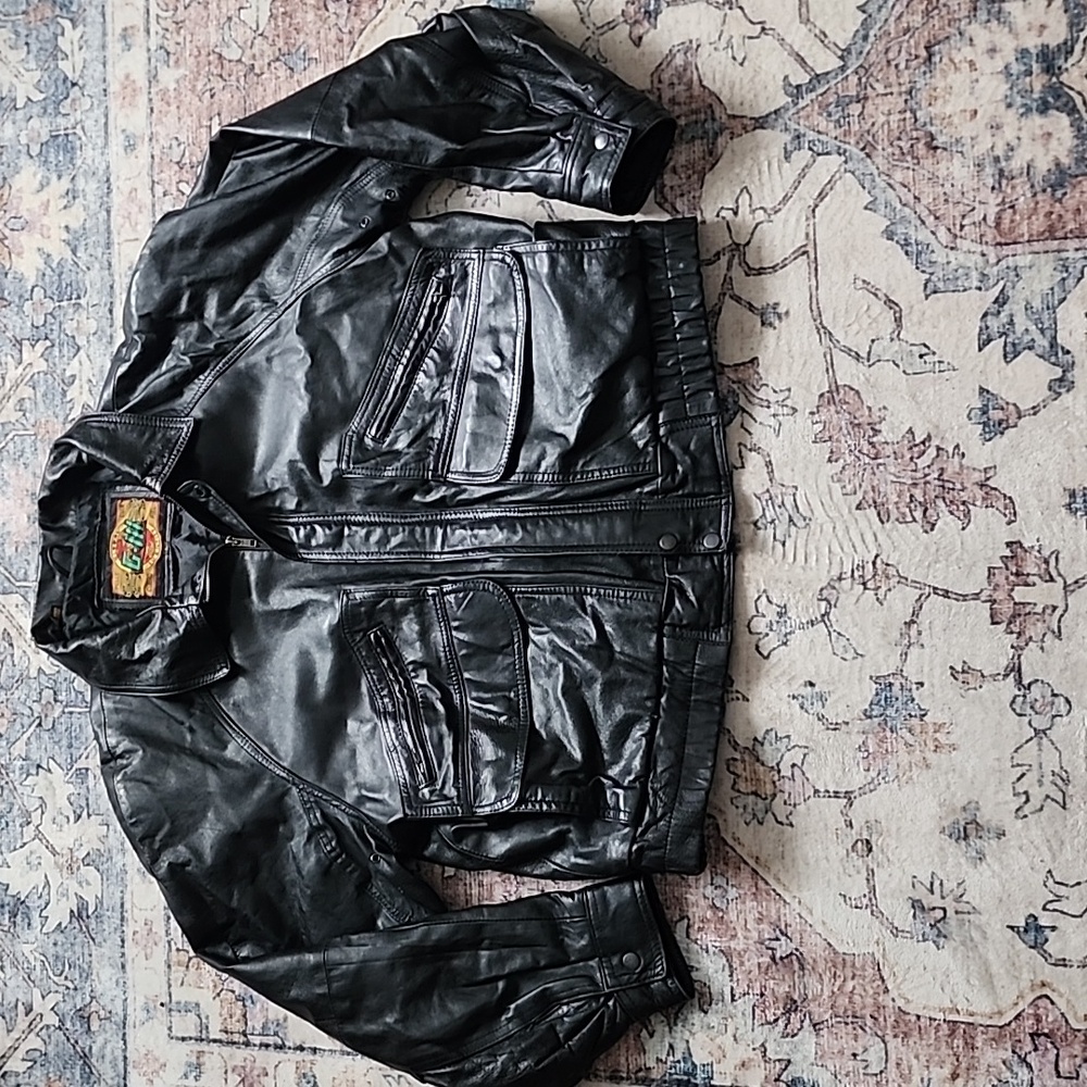 ​VNTG Womens GIII Global Identity Oversized Leather Flight/Bomber Jacket Blk Lg